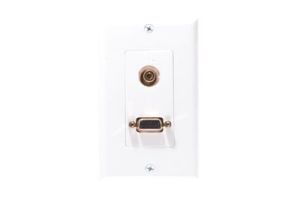 HD15 VGA and 3.5mm Decora Wall Plate - Single Gang - White