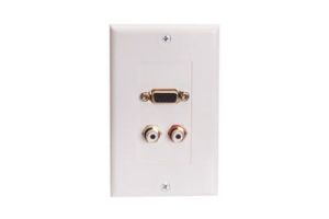 HD15 VGA and Dual RCA Decora Wall Plate - Single Gang - White