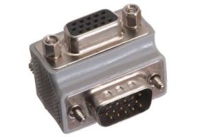 HD15 VGA Male to HD15 VGA Female Low Profile Right Angle Adapter