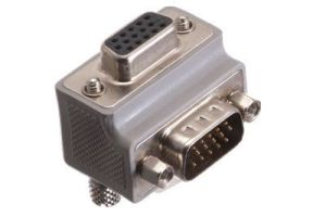 HD15 VGA Male to HD15 VGA Female Low Profile Right Angle Adapter - Reverse Orientation