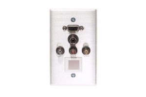 VGA, RCA Video, Stereo Audio Keystone Wall Plate - Single Gang - Stainless Steel