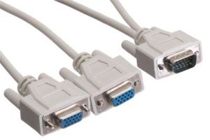 HD15 VGA Male to Dual HD15 VGA Female Adapter Cable
