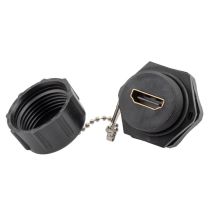 L-com Waterproof HDMI Industrial Coupler with Dust Cap