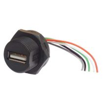 L-com Waterproof USB 3.0 Type A Jack with 10" Wire Leads