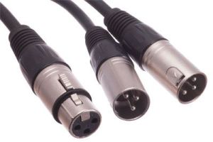 XLR 3 Pin Female to Dual XLR 3 Pin Male Adapter Cable