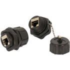 Cat6 RJ45 Shielded Industrial Panel Mount Bulkhead Coupler with Dust Cap