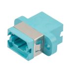 MPO/MTP Type A Coupler - Full Flange - Dual Dust Caps - Aqua