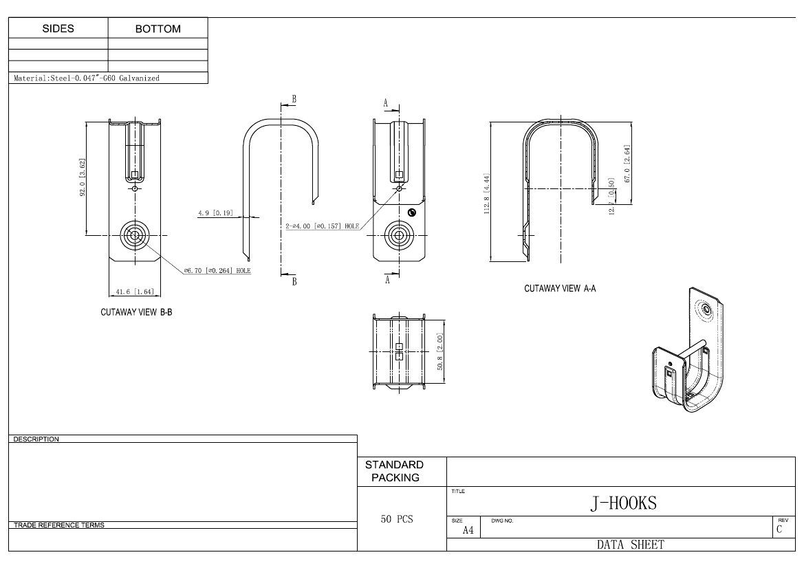 2 Inch JHook Cable Support
