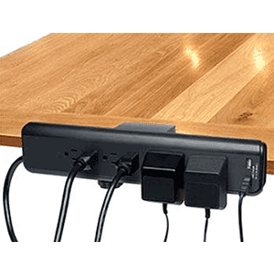 6 Outlet Screw-On Workshop Power Strip with 2 USB Charging Ports